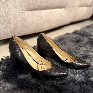 Liz Claiborne Black Croc-Patterned Heels New